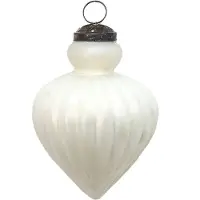 Clayre & Eef Kerstbal Ø 8 cm Wit Glas Kerstdecoratie Wit Kerstdecoratie