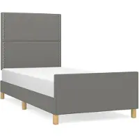 vidaXL Bedframe zonder matras 90x200 cm stof donkergrijs