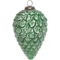 Clayre & Eef Kerstbal Ø 10 cm Groen Glas Kerstdecoratie Groen Kerstdecoratie