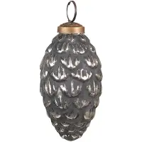 Clayre & Eef Kerstbal Ø 6 cm Zwart Zilverkleurig Glas Metaal Kerstdecoratie Zwart Kerstdecoratie