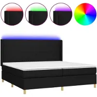 vidaXL Boxspring met matras en LED stof zwart 200x200 cm