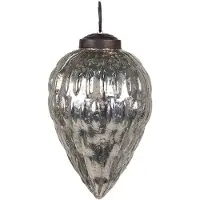 Clayre & Eef Kerstbal Ø 6 cm Zilverkleurig Glas Kerstdecoratie Zilverkleurig Kerstdecoratie