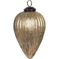 Clayre & Eef Kerstbal Ø 9x14 cm Goudkleurig Glas Kerstboomversiering Goudkleurig Kerstboomversiering