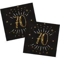 SANTEX Verjaardag feest servetten leeftijd - 20x - 70 jaar - goud - 33 x 33 cm - Feestservetten