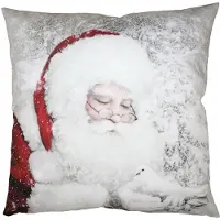 Clayre & Eef Kussenhoes 45x45 cm Wit Rood Polyester Kerstman Sierkussenhoes Wit Sierkussenhoes