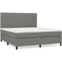 vidaXL Boxspring met matras stof donkergrijs 180x200 cm