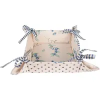 Clayre & Eef Broodmand 35x35x8 cm Beige Blauw Katoen Bosbessen Cadeau keuken Beige Cadeau keuken