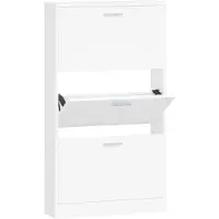 vidaXL Schoenenkast Wit 59x17x108 cm Bewerkt Hout