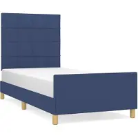 vidaXL Bedframe zonder matras, blauw, 90x200 cm, stof