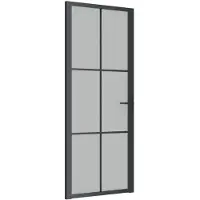vidaXL Binnendeur 83x201,5 cm matglas en aluminium zwart