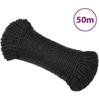 vidaXL Werktouw 8 mm 50 m polypropeen zwart