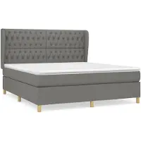 vidaXL Boxspring met matras stof donkergrijs 180x200 cm