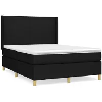 vidaXL Boxspring met matras stof zwart 140x190 cm