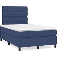 vidaXL Boxspring met matras stof blauw 120x200 cm