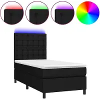 vidaXL Boxspring met matras en LED stof zwart 90x200 cm