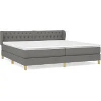 vidaXL Boxspring met matras stof donkergrijs 200x200 cm