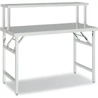 vidaXL Keukenwerktafel met bovenschap 120x60x115 cm roestvrij staal