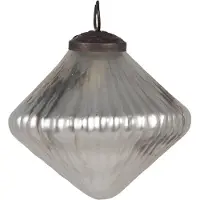 Clayre & Eef Kerstbal Ø 6 cm Zilverkleurig Glas Kerstdecoratie Zilverkleurig Kerstdecoratie