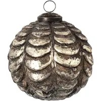 Clayre & Eef Kerstbal Ø 9 cm Bruin Glas Kerstdecoratie Bruin Kerstdecoratie