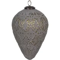 Clayre & Eef Kerstbal 15 cm Grijs Glas Kerstboomversiering Grijs Kerstboomversiering