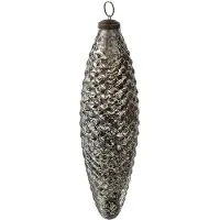 Clayre & Eef Kerstbal XL Ø 7 cm Zwart Zilverkleurig Glas Kerstdecoratie Zwart Kerstdecoratie