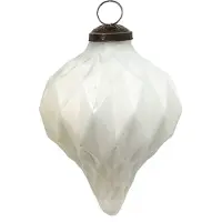 Clayre & Eef Kerstbal Ø 8 cm Wit Glas Kerstdecoratie Wit Kerstdecoratie