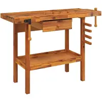 vidaXL Werkbank met lade en bankschroeven 124x52x83 cm massief acaciahout