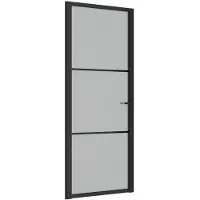 vidaXL Binnendeur 83x201,5 cm matglas en aluminium zwart