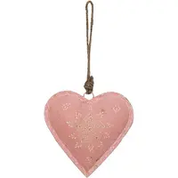 Clayre & Eef Hanger Hart 14x4x14 cm Roze Ijzer Woondecoratie Roze Woondecoratie