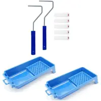 Benson 5x fijne schuimrollers incl 2 verfrollerbeugels en 2 verfbakjes 10 cm - Verfrollers