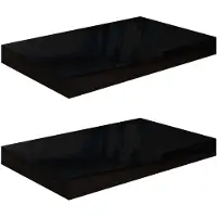 vidaXL Wandschappen zwevend 2 st 40x23,5x3,8 cm MDF hoogglans zwart