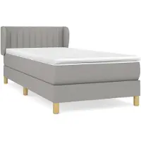 vidaXL Boxspring met matras stof lichtgrijs 90x200 cm