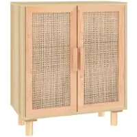 vidaXL Dressoir 60x30x70 cm massief grenenhout en rattan bruin