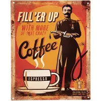 Clayre & Eef Tekstbord 20x25 cm Bruin Ijzer Man Coffee Wandbord Bruin Wandbord