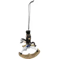 Clayre & Eef Kersthanger Notenkraker 10 cm Zwart Wit Kunststof Kerstbal Zwart Kerstbal