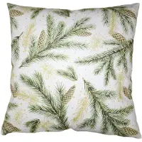 Clayre & Eef Kussenhoes 45x45 cm Groen Wit Polyester Dennenappels Sierkussenhoes Groen Sierkussenhoes