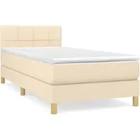 vidaXL Boxspring met matras stof crèmekleurig 100x200 cm