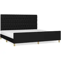 vidaXL Bedframe met hoofdeinde stof zwart 200x200 cm