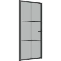 vidaXL Binnendeur 93x201,5 cm matglas en aluminium zwart