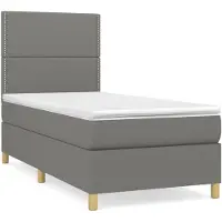 vidaXL Boxspring met matras stof donkergrijs 90x190 cm