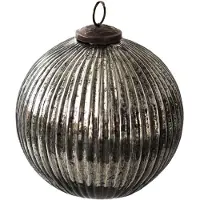 Clayre & Eef Kerstbal Ø 15 cm Zwart Zilverkleurig Glas Kerstdecoratie Zwart Kerstdecoratie