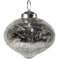 Clayre & Eef Kerstbal Ø 7 cm Zilverkleurig Glas Kerstdecoratie Zilverkleurig Kerstdecoratie