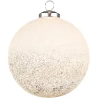 Clayre & Eef Kerstbal Ø 12 cm Beige Glas Metaal Kerstdecoratie Beige Kerstdecoratie