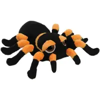 Suki gifts Pluche knuffel spin - tarantula - zwart/oranje - 22 cm - speelgoed - Knuffeldier