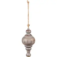 Clayre & Eef Hanger Ø 7x15 cm Grijs Bruin Hout Woondecoratie Grijs Woondecoratie