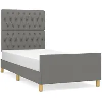 vidaXL Bedframe zonder matras, donkergrijs, 100x200 cm, stof