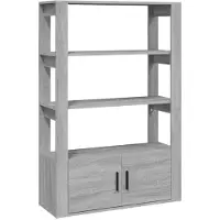 vidaXL Dressoir 80x30x119,5 cm bewerkt hout grijs sonoma eikenkleurig