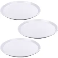 Hega hogar Set van 4x stuks wit rond dienblad/serveerblad van kunststof 34 cm - Dienbladen