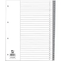 Q-CONNECT numerieke tabbladen, A4, PP, 1-31, met indexblad, grijs 10 stuks