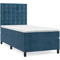 vidaXL Boxspringbed met matras, donkerblauw, 90x200 cm, fluweel